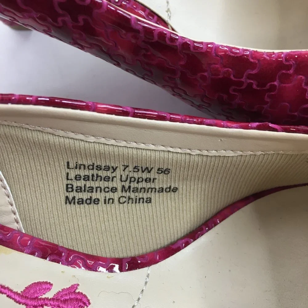 Ros Hommerson Pink Patent Leather Lindsay Slingback PeepToe Pumps Size 7.5W